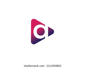 letter a rounded triangle shape icon logo purple blue