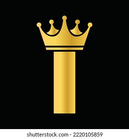 Letter I royal logo design with crown, royal vector with initial letter I