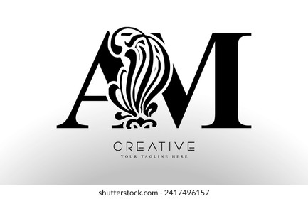 AM Letter Royal Luxury Logo template in vector art for Restaurant, Royalty, Boutique, Cafe, Hotel, Heraldic, Jewelry and Fashion.