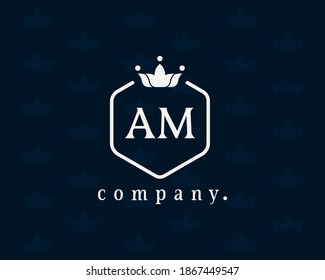Letter AM Royal Style Monogramm. Elegante, anmutige Typografie. Kalligraphisches Vintage-Logo für Buchdesign, Markenname, Visitenkarte, Restaurant, Boutique, Hotel, Café, Identität, Badge