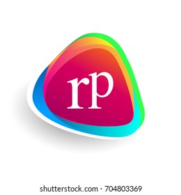 Letter RP logo in triangle shape and colorful background, letter combination logo design for company identity.