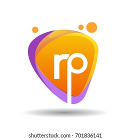 Letter RP logo in triangle splash and colorful background.