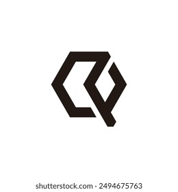 letter rq abstract hexagon simple logo vector 
