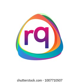 Letter RQ logo with colorful splash background, letter combination logo design for creative industry, web, business and company.