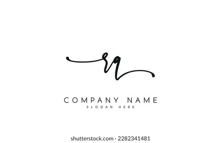 letter RQ logo design handwriting signature style vector template.