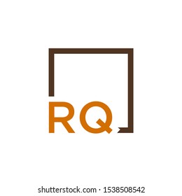 Letter RQ Logo design with square frame line art. business consulting concept. studio,room,group icon. Suitable for business, consulting group company. - vector