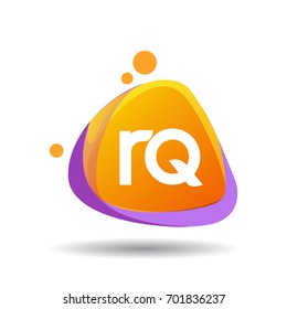 Letter RQ logo in triangle splash and colorful background.