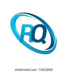 letter RQ logotype design for company name colored blue swoosh. vector logo for business and company identity.