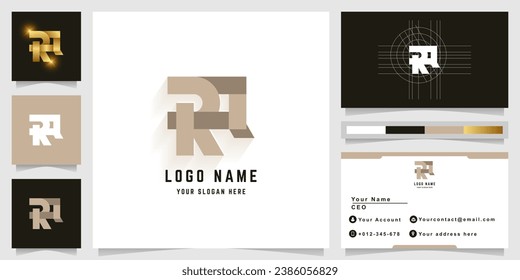 Logotipo de carta RQ o RR monograma con diseño de tarjeta de visita