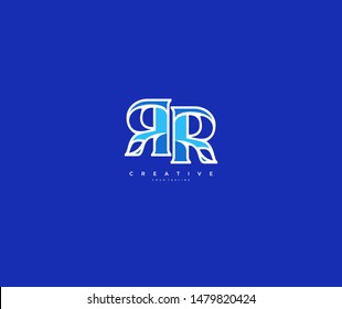 Letter RR Abstract Minimalist Linear Modern Blue Color Logotype