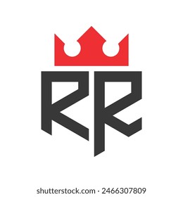Letra RR Crown Logo. Corona en la letra RR Logo Design Plantilla