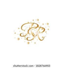 Letter RR With Gold dotted circle style effect.