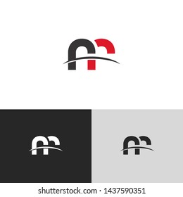 Letter rr linked lowercase logo design template elements. Red letter Isolated on black white grey background. Suitable for business, consulting group company.