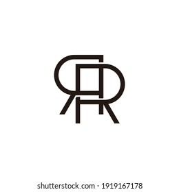 Buchstabe RR mit überlappendem geometrischem Zeilenlogo, Vektorgrafik