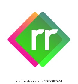 Letter RR logo with colorful geometric shape, letter combination logo design for creative industry, web, business and company.