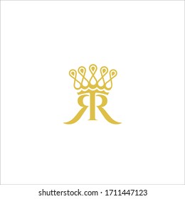 letter RR logo with crown icon vector