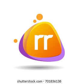 Letter RR logo in triangle splash and colorful background.