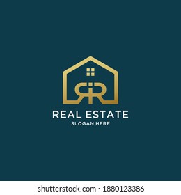 Letter rr, rir home logo for real estate