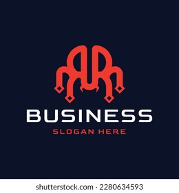 Letter RR spider tech logo for business