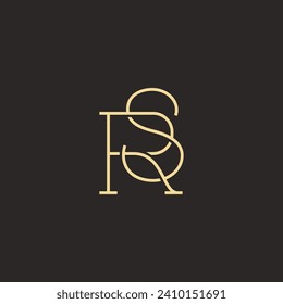 Letter RS elegant line art minimal logo. Interlocking RS monogram logotype vector template