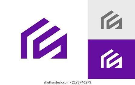 Letter RS initial monogram with house shape logo design vector