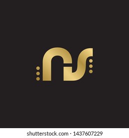 Letter rs linked lowercase logo design template elements. Gold letter Isolated on black  background. Suitable for business, consulting group company.