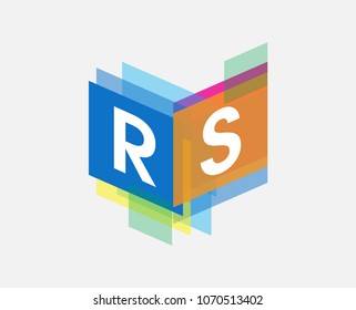 Letter RS logo with colorful geometric shape, letter combination logo design for creative industry, web, business and company.