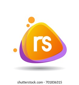 Letter RS logo in triangle splash and colorful background.