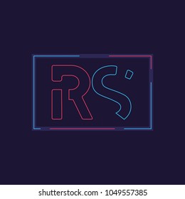 Letter RS modern neon style logo