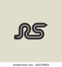 Letter RS pencil shape logo design. Link icon in flat style isolated on grey background. Graphic alphabet symbol for your corporate business identity, website, app, UI. Arts logo design inspiration.