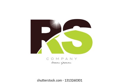 letter rs r s alphabet combination logo icon design with green and brown color suitable for a company or business