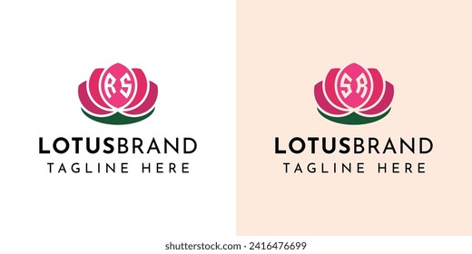 Letter RS and SR Lotus Logo Set, suitable for business related to lotus flowers with RS or SR initials.