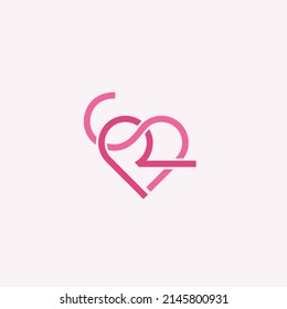 Letter RS SR love heart logo vector illustration