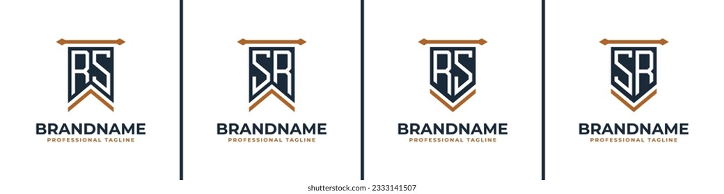 Letter RS and SR Pennant Flag Logo Set, Represent Victory. Suitable for any business with RS or SR initials.