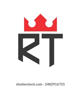 Letra RT Crown Logo. Corona en la letra RT Logo Diseño Plantilla