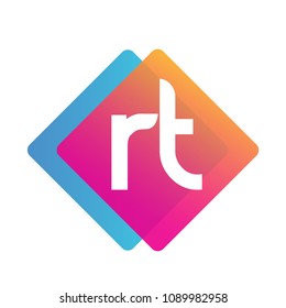 Letter RT logo with colorful geometric shape, letter combination logo design for creative industry, web, business and company.