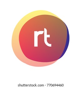 Letter RT logo with colorful splash background, letter combination logo design for creative industry, web, business and company.
