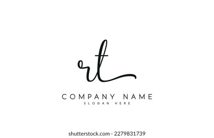 letter RT logo design handwriting signature style vector template.