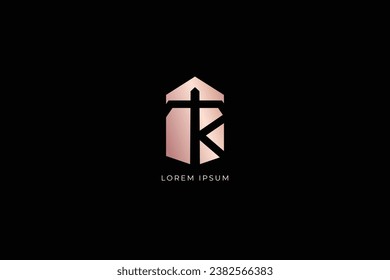 Letter RT modern with church mark abstract style, abstract style design creative golden wordmark design typography illustration, tr wordmark, rt tech logo