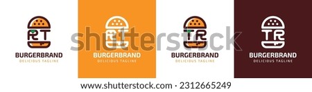 Letter RT and TR Burger Logo, suitable for any business related to burger with RT or TR initials.