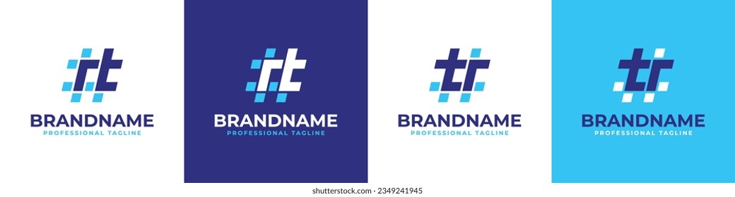 Conjunto de logotipos de etiquetas RT y TR para las letras, adecuado para cualquier negocio con las iniciales TR o RT.