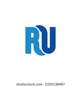 letter ru blue curves geometric logo vector 