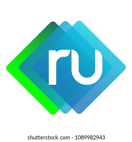 Letter RU logo with colorful geometric shape, letter combination logo design for creative industry, web, business and company.