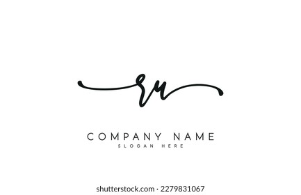 letter RU logo design handwriting signature style vector template.
