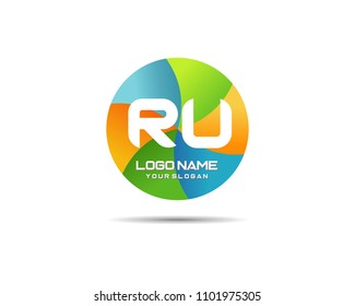 Letter RU Modern Shape Logo Design Template Element