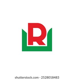 letter ru unique simple geometric colorful logo vector 