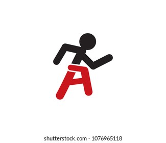 Letter A Running Icon Vector Logo Template Illustration Design