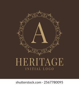 Letter A rustic heritage circular delicate initial logo