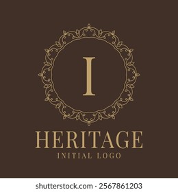 Letter I rustic heritage circular delicate initial logo