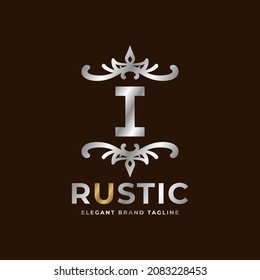 letter I rustic vector logo template design for fashion, wedding, spa, salon, hotel, restaurant, beauty care
